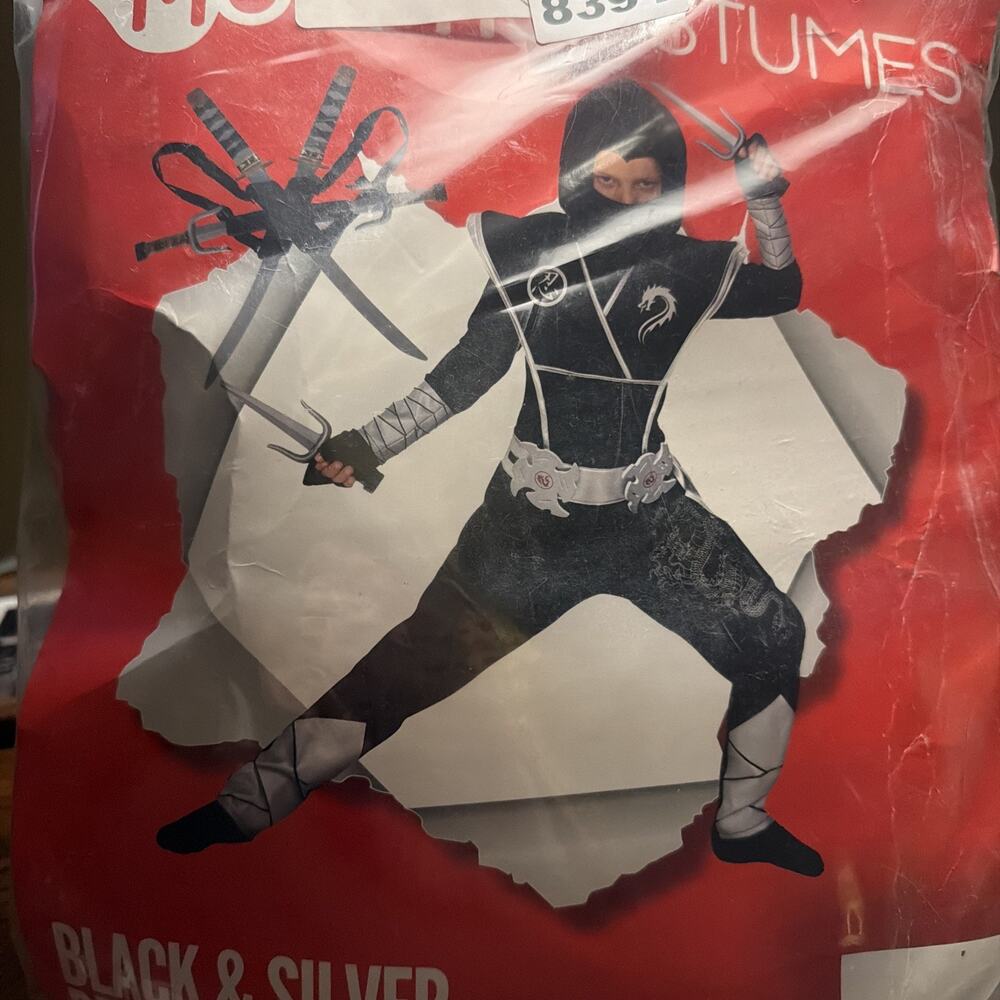 Dragon Ninja Boy's Halloween Costume - Black-Silver, Child Med